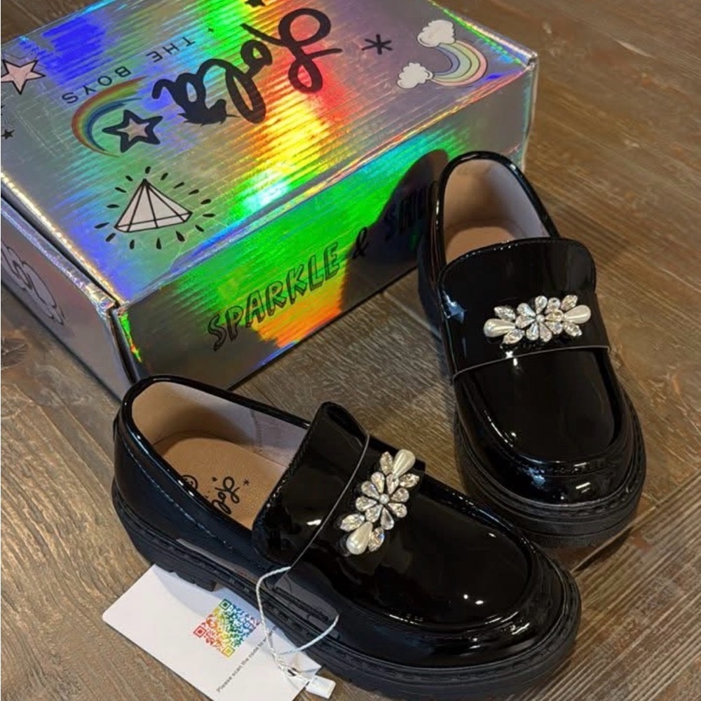 Lola + The Boys Black Dress Shoes with Silver Embellishments